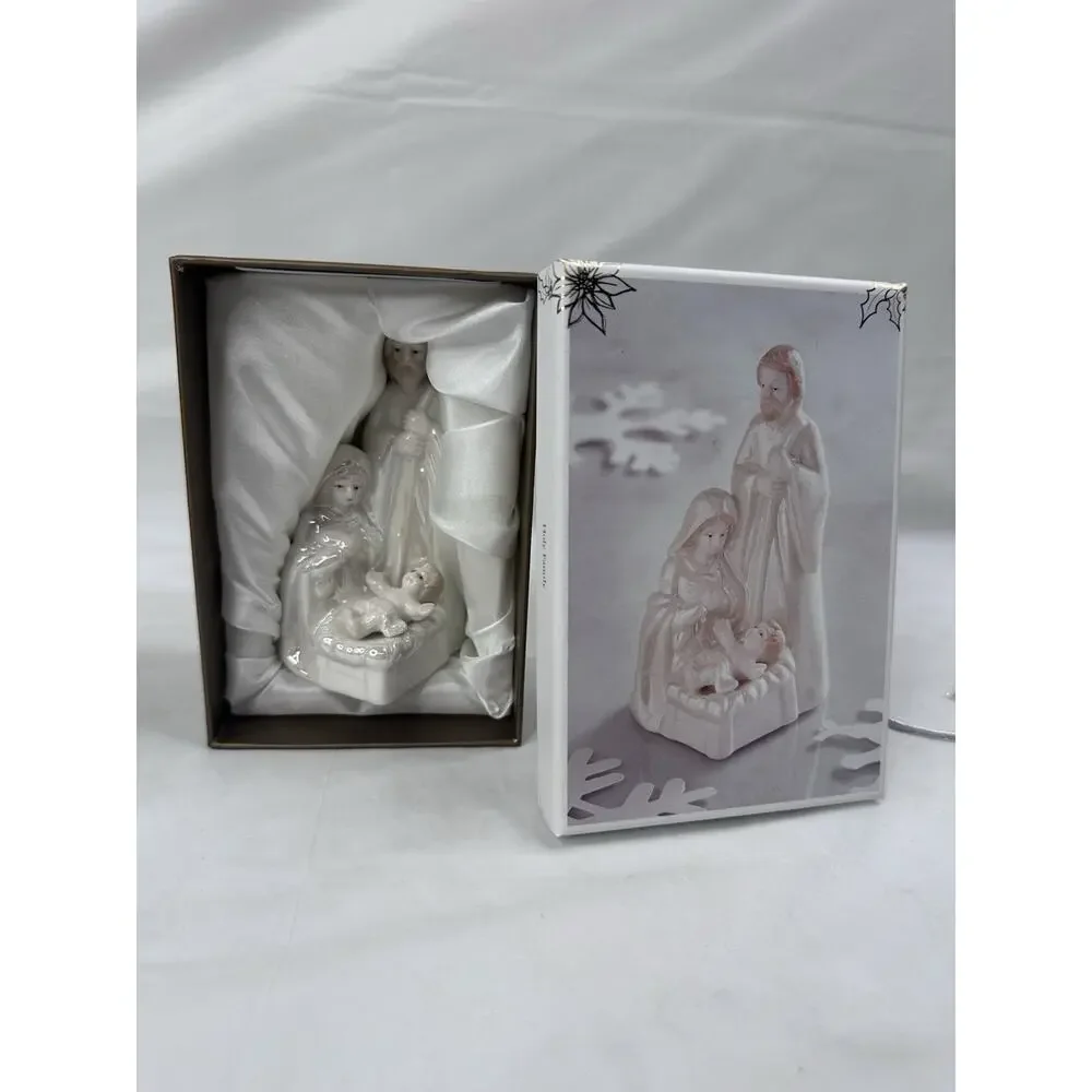 Pier 1 Nativity Figurine Holy Family Iridescent Porcelain Ceramic 4